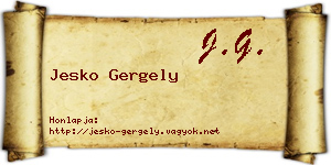 Jesko Gergely névjegykártya